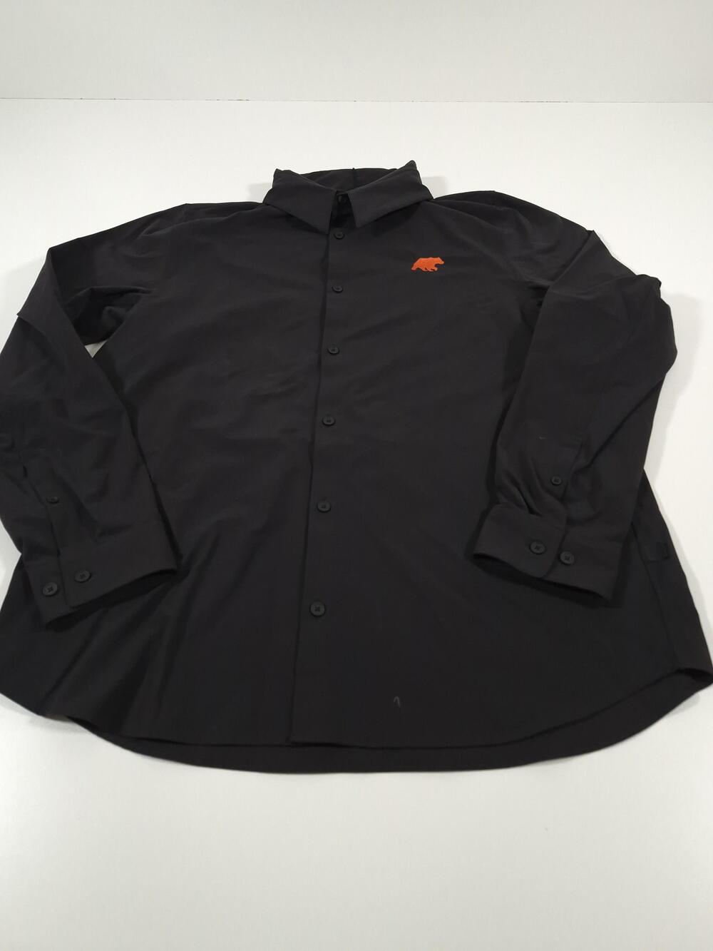 Lululemon Shirt Mens L Black Solid Long Sleeve Button Up Orange Bear Logo Casual